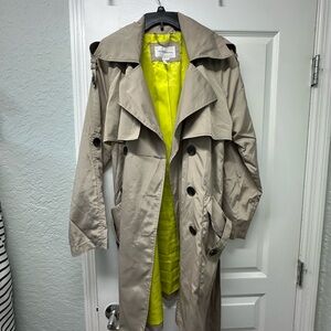 BCBGeneration Beige Trench Coat with Bright Yellow Lining